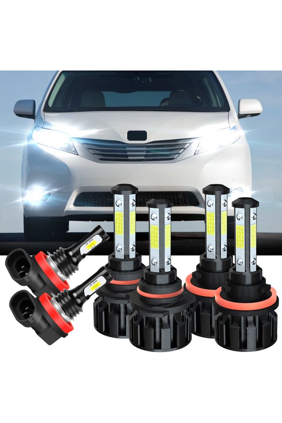 For 2011-2019 Toyota Sienna Quayub 4Sides Combo 6x LED Headlights High Low Beam & Fog Lights