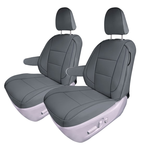 For 2011-2020 Toyota Sienna 7 Passenger FH Group Custom Fit Faux Leather Car Seat Covers  - Front Seats Solid Gray