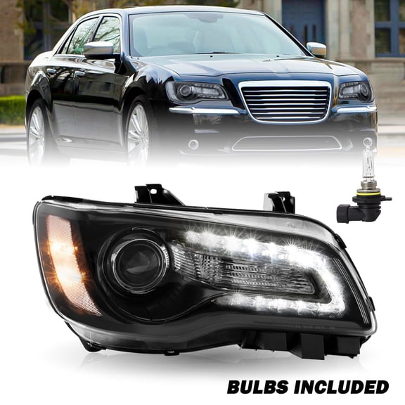 For 2011-2023 Chrysler 300 Headlights LED DRL Projector Black Clear Lens Headlamp LH+RH