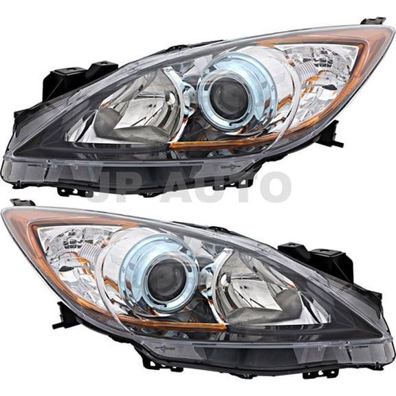 For 2012-2013 Mazda 3 Headlight Halogen Set Driver and Passenger Side