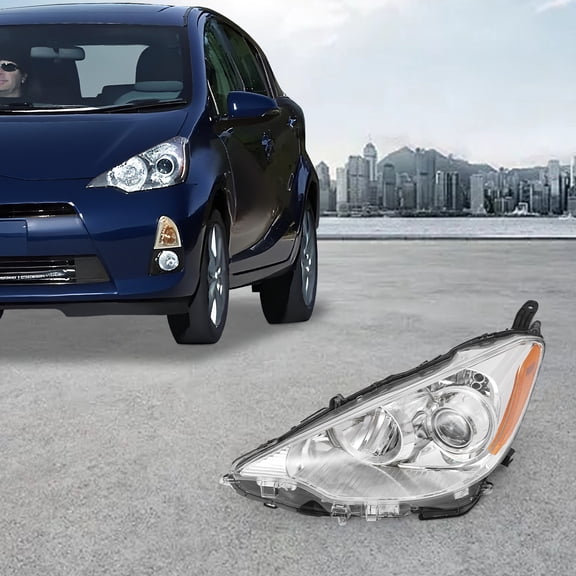 For 2012-2014 Toyota Prius C Left Headlight, Halogen Headlight, Left Driver Side Headlamp (Bulb Not Included)