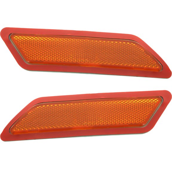 CAPA For 2012-2015 328i Bumper Reflector Front Amber Plastic SET PAIR