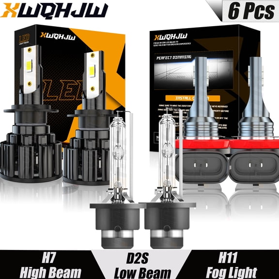 For 2012-2015 Mazda MX-5 Miata H7 D2S LED HID Headlight High&Low Beam + H11 Fog Light Bulbs Kit