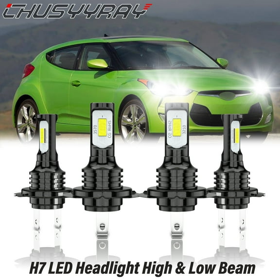 For 2012-2017 Hyundai Veloster LED Headlight High&Low Beam Bulbs Upgrade Kit 6000K White 4 Pack