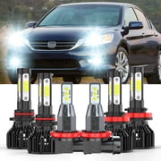 For 2013 2014 2015 Honda Accord Combo LED Headlight High+Low Beam Fog Light Kit