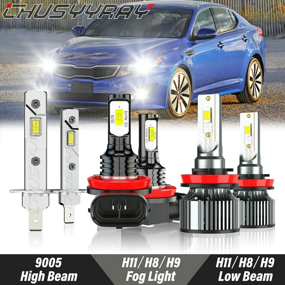 For 2013 2014 2015 Kia optima 2.4L 6x LED Headlight High Low Beam + Fog Light Bulbs Kit 6000K White