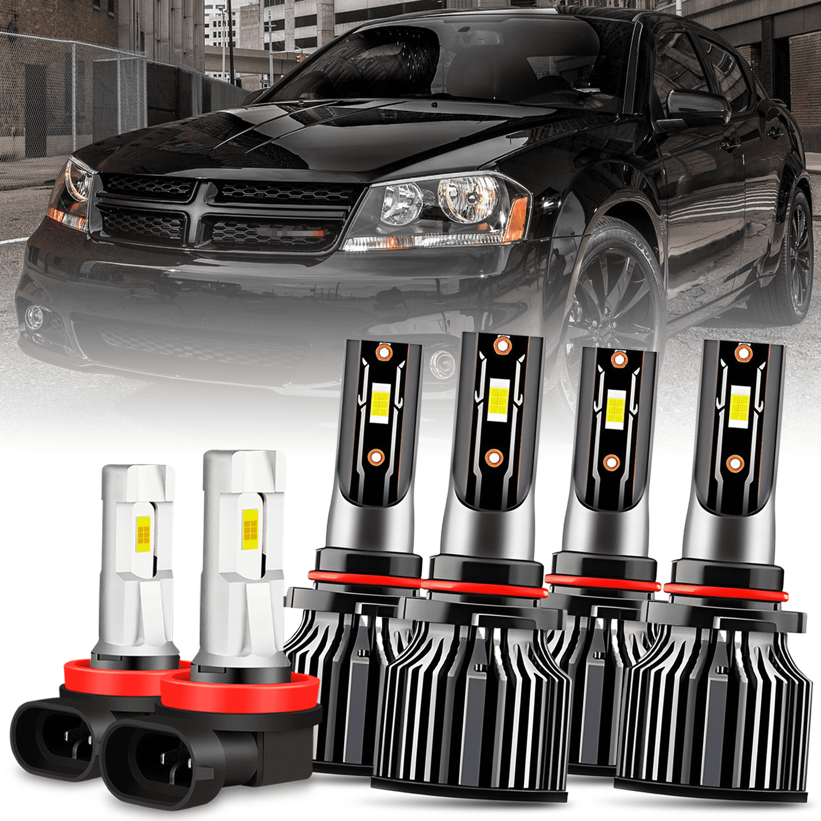 Pair Of Front Bumper Fog Lights For 2014+ Chrysler 200, Dodge Avenger & Durango - Clear Lens, H11 Bulbs Included 9 thumbnail image
