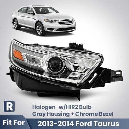 For 2013-2014 Ford Taurus Halogen Headlight w/ HIR2 Bulb Right Chrome Bezel RH
