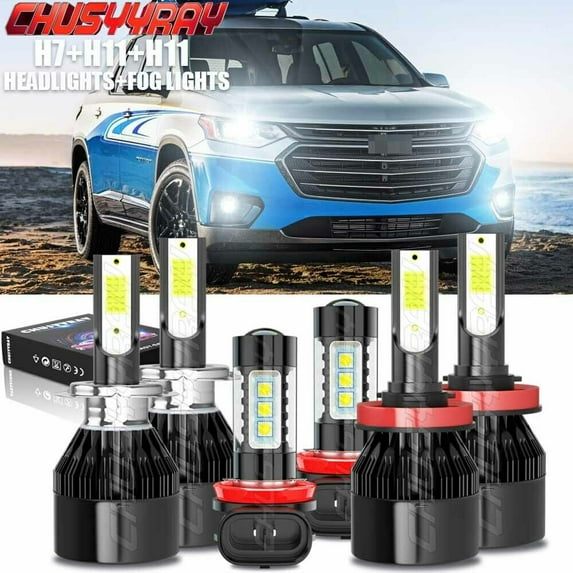 For 2013 2014 2015 2016 2017 Chevy Traverse LED Headlight High Low Beam + Fog Light Bulbs Combo Kit
