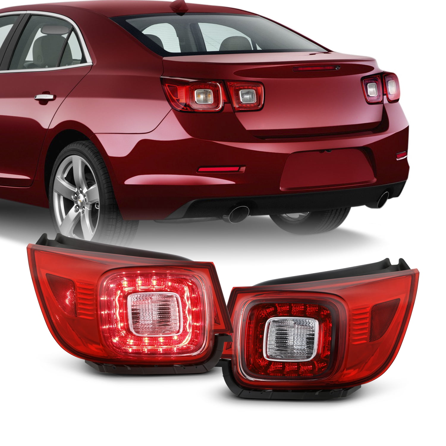 For 2013-2015 Chevy Malibu LTZ 16 Limited LED Chrome Red Tail