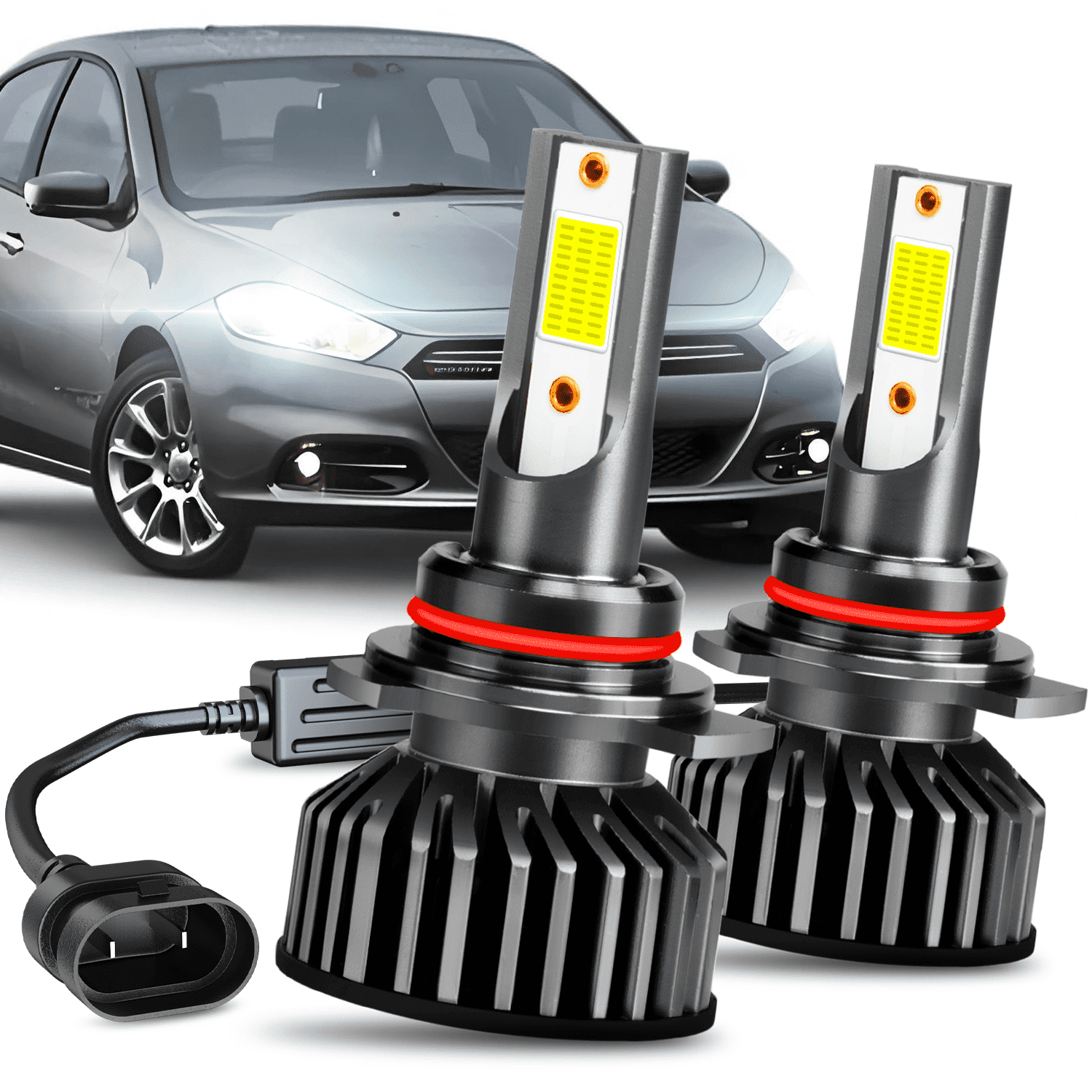 For 2013-2015 Dodge Dart LED Headlight Bulbs 9012 High Low Beam Set 60W 12000LM Pack of 2