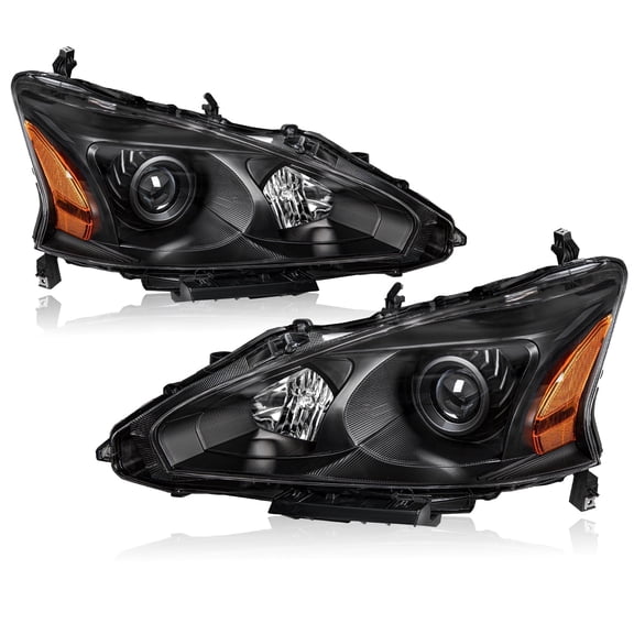 For 2013-2015 Nissan Altima Sedan Black Projector Headlights Assembly Pair 13-15
