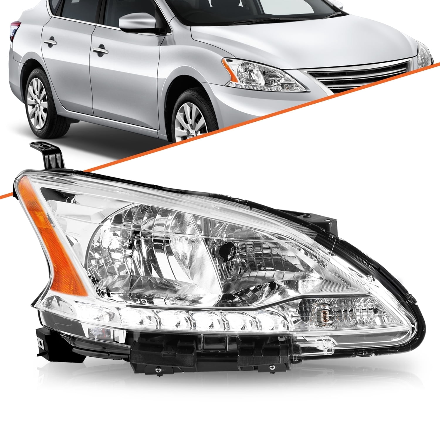 For 2013-2015 Nissan Sentra w/LED DRL Halogen Passenger Side Headlight Headlamp