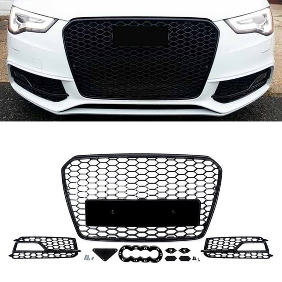 For 2013-2016 Audi A5 S-Line S5 Front Bumper Grill Fog Light Grille Covers Honeycomb ABS