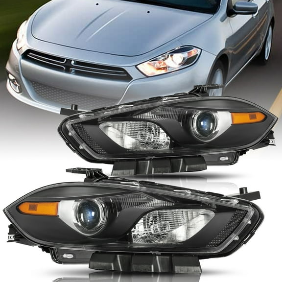 BRYGHT-For 13-16 Dodge Dart OE Style Black Housing Amber Corner Projector Headlights