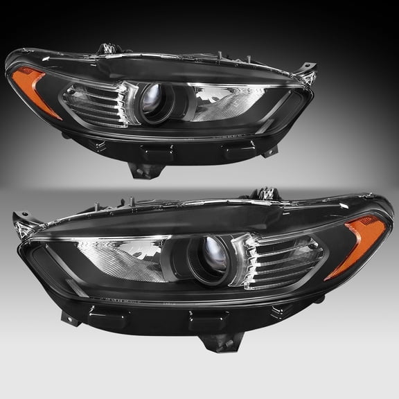 For 2013-2016 Ford Fusion Halogen Headlights Assy Black Amber Headlamps Pair