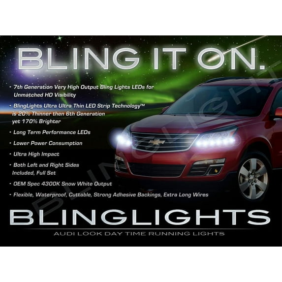 For 2013-2017 Chevrolet Chevy Traverse LED DRL Head Light Strips Daytime Running Lamps