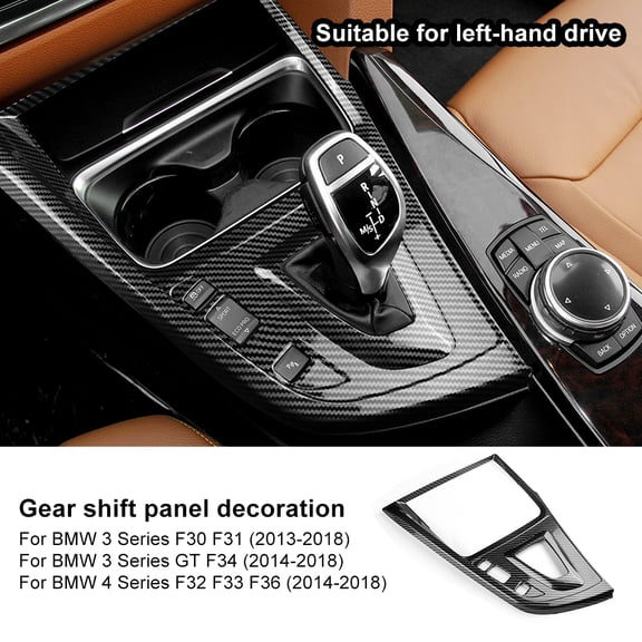 For 2013-2018 BMW F30 Gear Shift Panel Cover Left Hand Drive ABS Carbon Fiber Texture Car Interior Accessories, Black