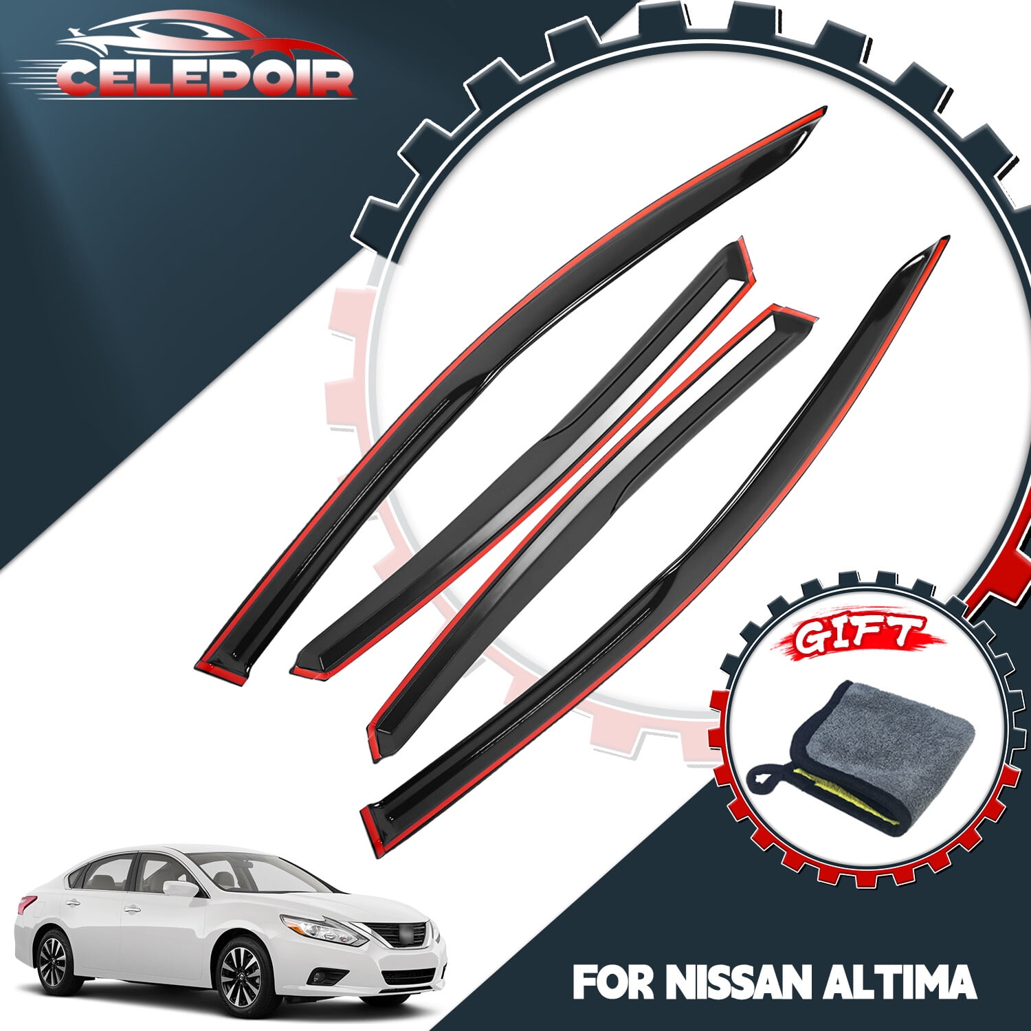 D&O Motor Smoke Window Visors For 2002-2006 Nissan Altima - 4pc In-Channel Rain Guards