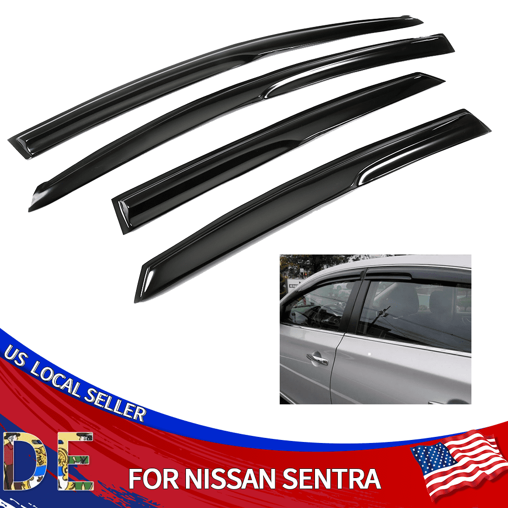 JDM Mugen Style Window Visors For 2013-2019 Nissan Sentra - 3D Wavy, Gloss Black, Tape-On 1 thumbnail image