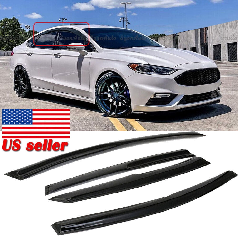 Car Rain Guards Sun Shields Window Visors For 2013-2020 Ford Fusion | 4-Piece Tape-On Rain Guards | Mugen Style Deflectors Tape-on Window Visors - Foto 5
