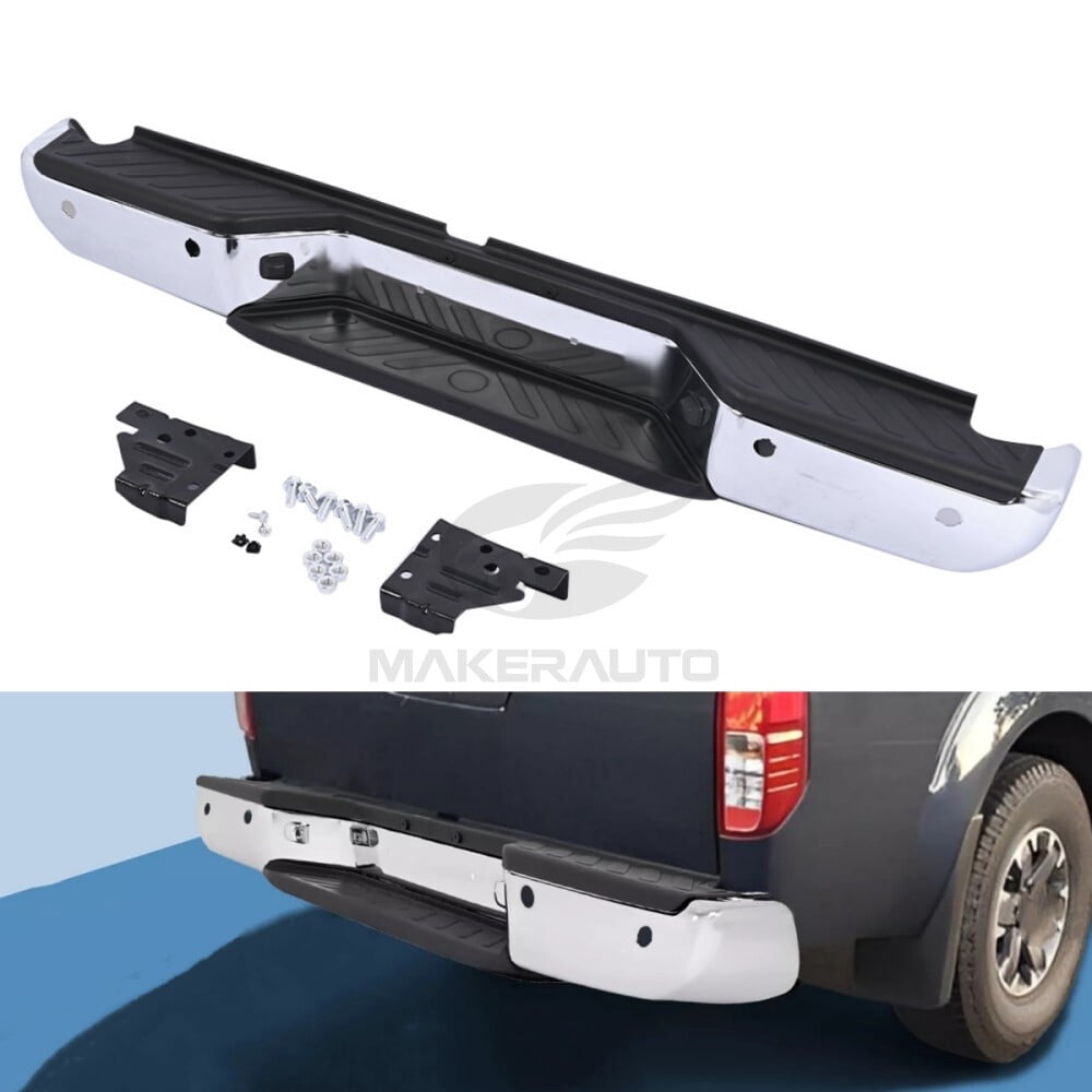 Chrome Rear Step Bumper Assembly – Fits 2013-2021 Nissan Frontier W/ Park Sensors (Makerauto)