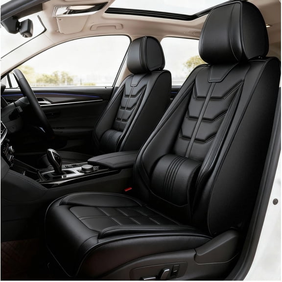 For 2013-2026 Toyota Tacoma 5 Seats Front Rear US Leather Seat Covers Set Black