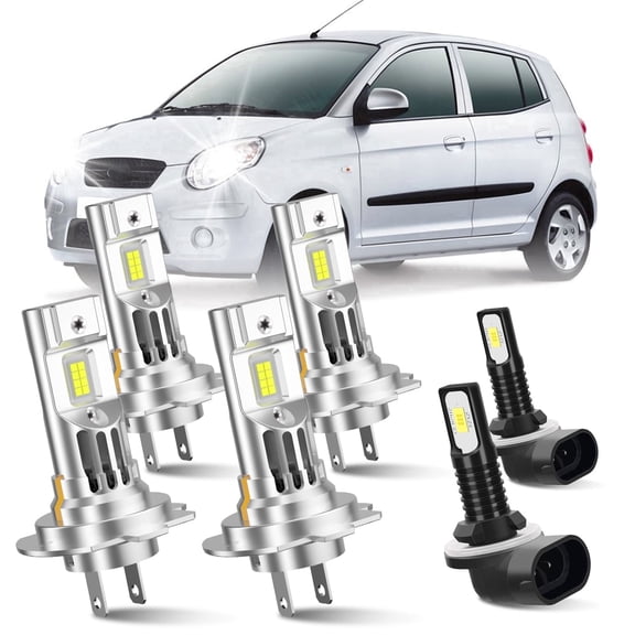 For 2014-2018 Kia Sorento LED Bulb Kit, High Beam H7, Low Beam H7, Fog Light 881, Pack of 6, 6000K Cool White, Plug and Play