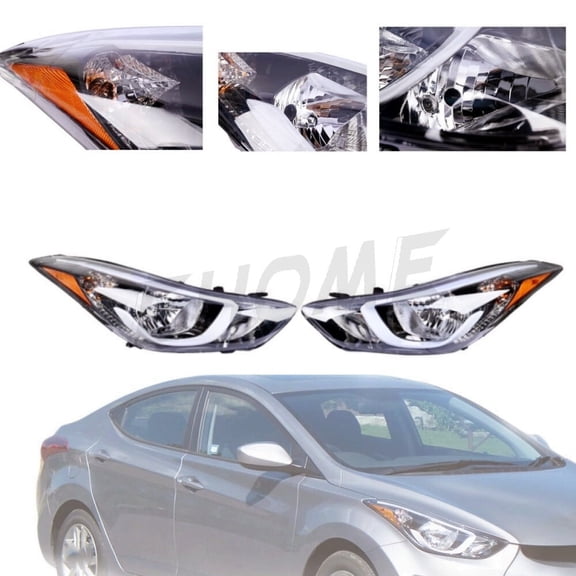 Headlight Assembly Pair for Hyundai Elantra 2014-2016 Passenger Driver Side