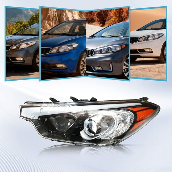 For 2014 2015 2016 Kia Forte/Forte Koup/Forte5 Headlight Halogen Headlamp Replacement Left Driver Side Clear Lens Chrome Housing (Left Side)