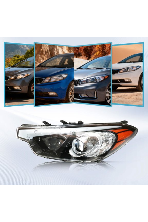For 2014 2015 2016 Kia Forte/Forte Koup/Forte5 Headlight Halogen Headlamp Replacement Left Driver Side Clear Lens Chrome Housing (Left Side)