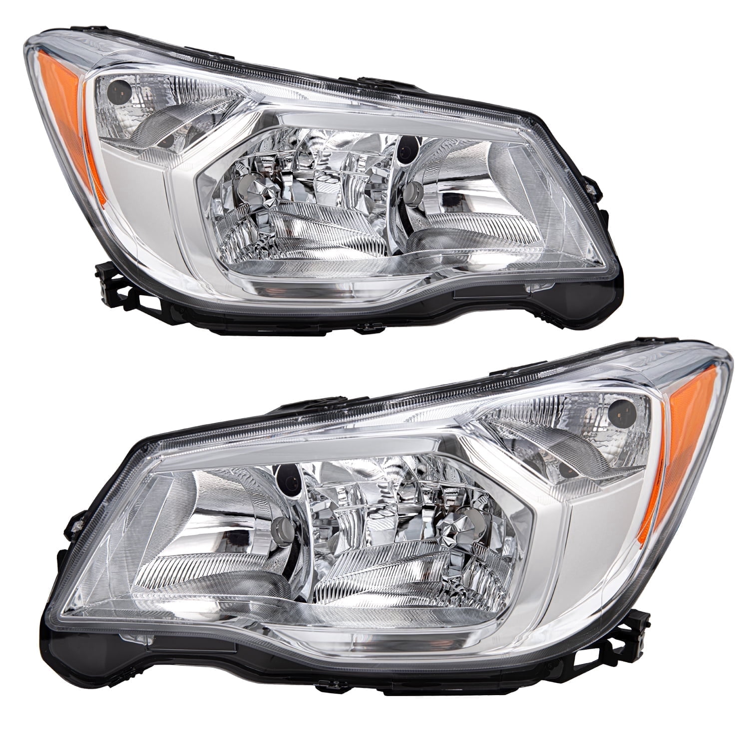 For 2014 2015 2016 Subaru Forester Halogen Chrome Headlights Headlamps L+R Pairs