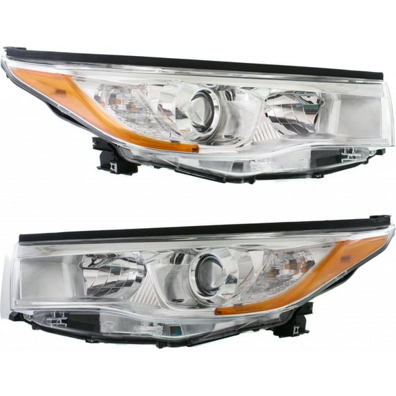 For 2014 2015 2016 Toyota Highlander Headlight Driver and Passenger Side Chrome CAPA Certified w/ Bulbs TO2502221 TO2503221