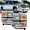 thumbnail image 1 of For 2014-2015 Chevy Silverado 1500 Chrome Amber Headlights Headlamps L+R Pairs, 1 of 8