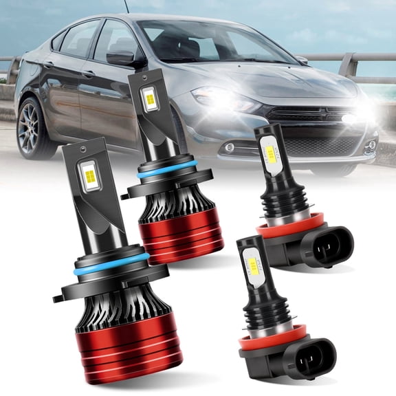For 2014,2015 Dodge Durango LED Headlight Hi/Low Beam 9012, Fog Light H11, White 6000K 4Pcs, Easy Installation