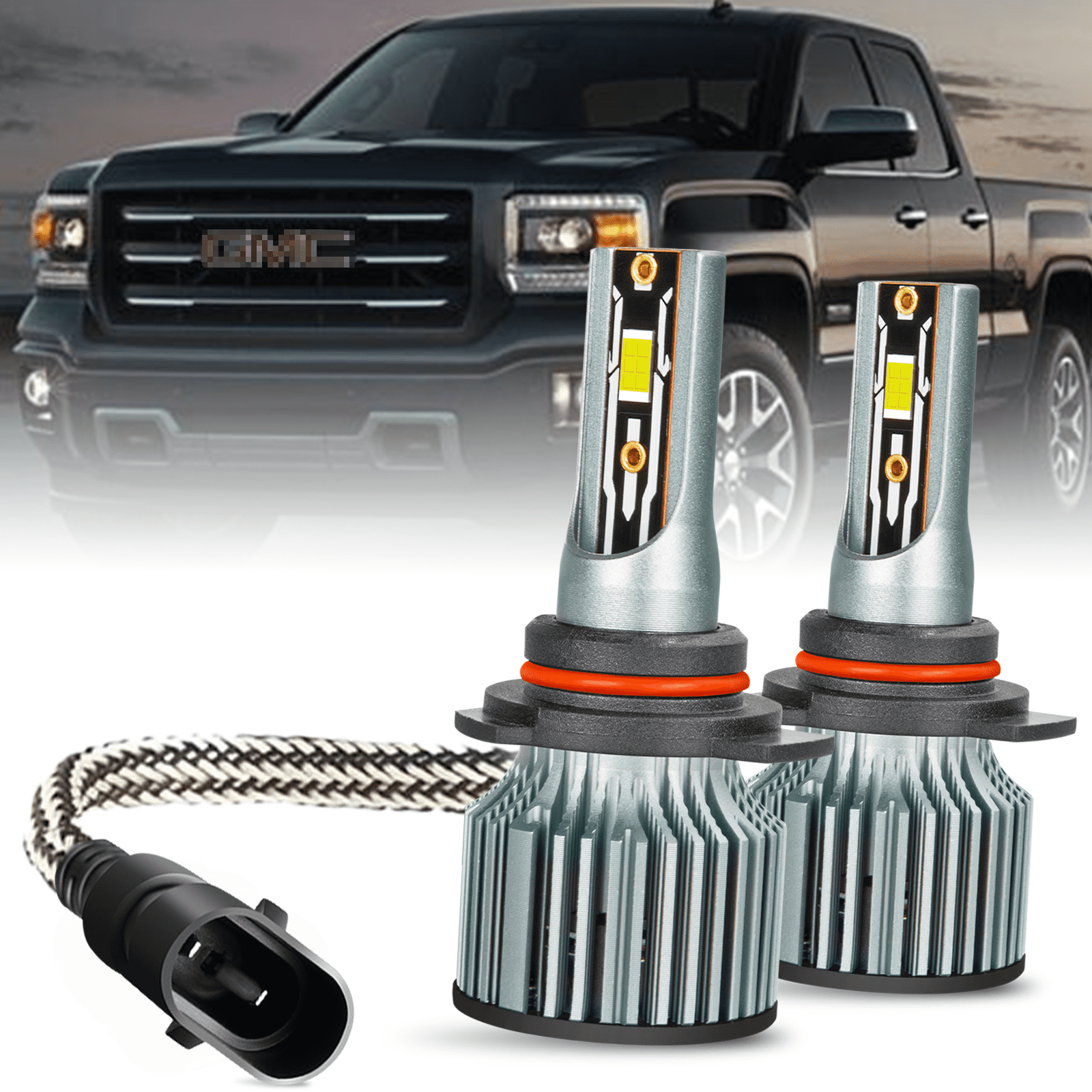 LED Headlight Bulbs For GMC Sierra 1500 2014-2015 – 9012 High/Low Beam + H16 Fog Light, 4-Pack, 6500K, 600% Brighter - View #9