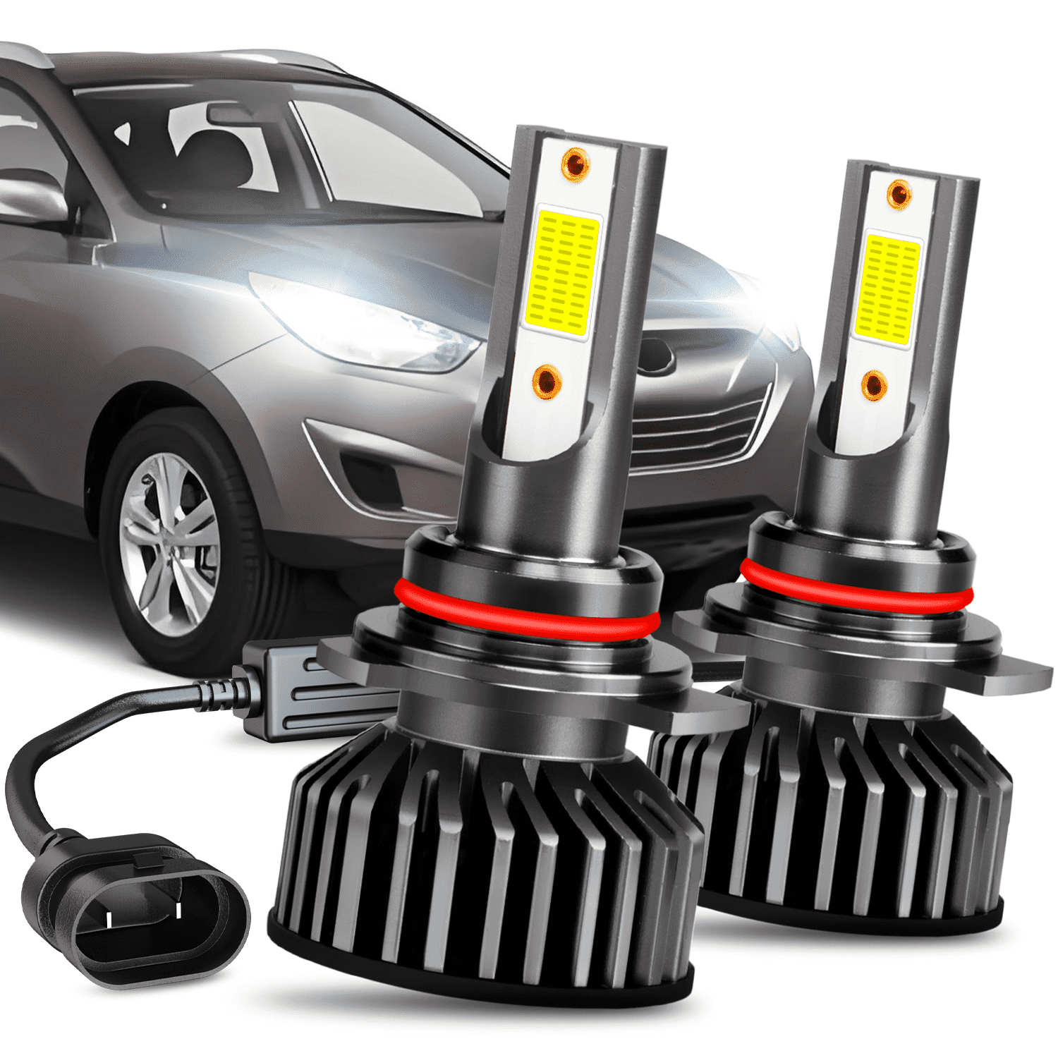 For 2014-2015 Hyundai Tucson LED Headlight Bulbs 9012 High Low Beam Set 60W 12000LM Pack of 2