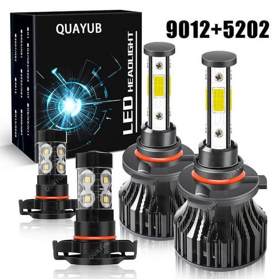For 2014 2015 Jeep Cherokee 6000K 9012 4side LED Headlight +5202 Fog Light Bulbs
