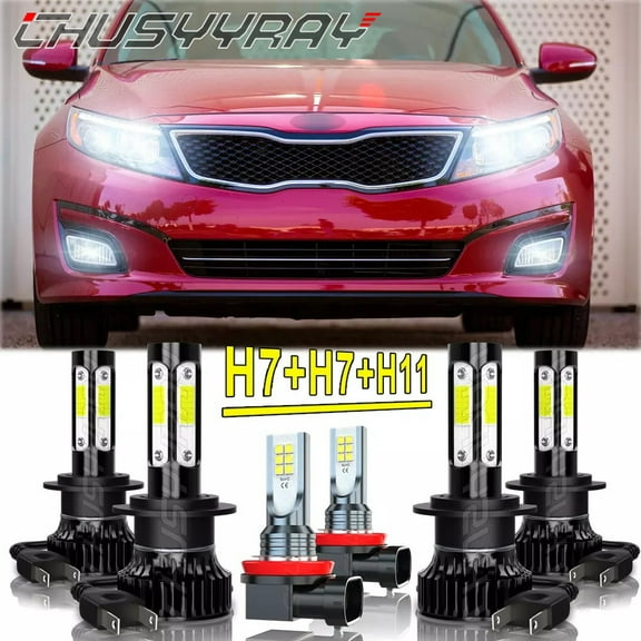 For 2014 2015 Kia Optima - 6x LED Headlight High Low Beam + Fog Light Bulbs Kit 6000K Diamond White