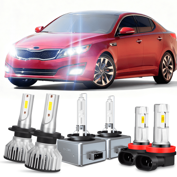 For 2014-2015 Kia Optima Turbo Headlight H7 LED High Beam D1S HID Low Beam + H11 Fog Light Bulb
