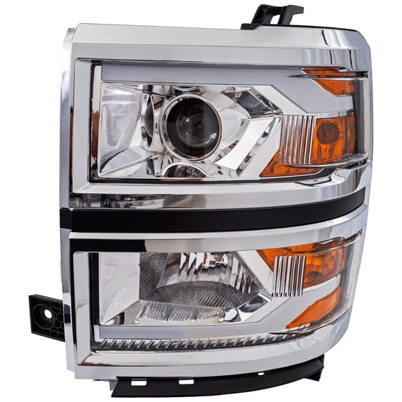 For 2014-2015 Silverado 1500 Headlight Clear Lens; Chrome Interior STYCV1415PHL1