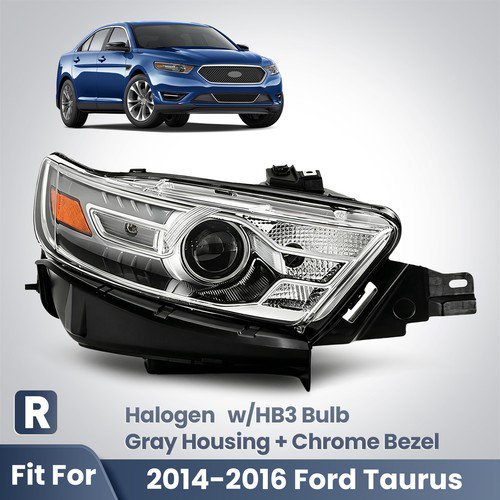 For 2014-2016 Ford Taurus Halogen Headlight With HB3 Bulb Gray Housing Right RH
