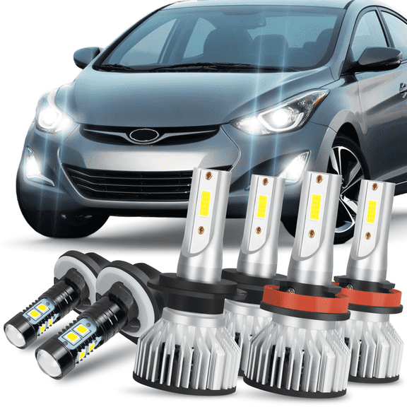 For 2014-2016 Hyundai Elantra/Coupe LED Headlights High Low Beam Fog Light 6 Bulbs Combo Kit White