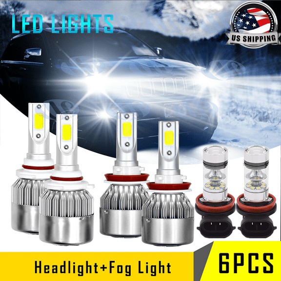 For 2014 - 2017 Jeep Grand Cherokee Led Headlight Hi/Lo+Fog light Combo Bulbs