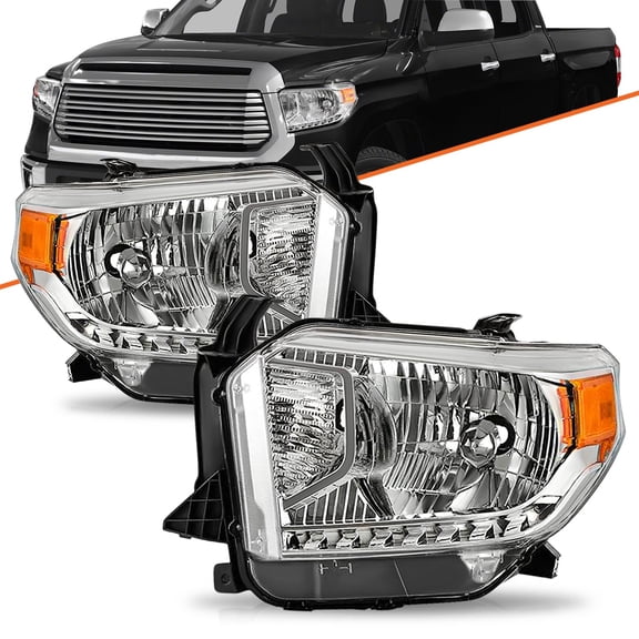 For 2014-2017 Toyota Tundra Headlight Pair Chrome With Level Adjuster 2Pc Set