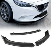 For 2014-2018 Mazda6 Mazda 6 Unpainted BLK Front Bumper Body Kit Spoiler Lip 3PC