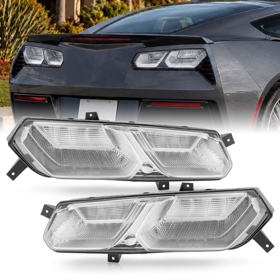 For 2014-2019 Chevy Corvette C7 Clear LED Tail Light sBrake Lamps Lleft+Right
