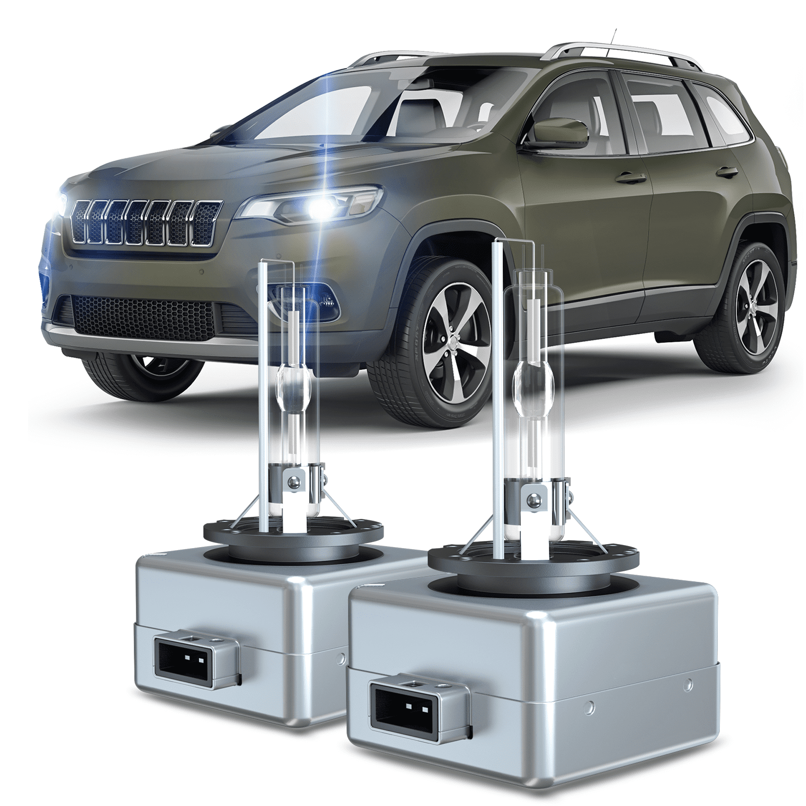 For 2014-2019 Jeep Cherokee Headlights Bulb D3S Bi-Xenon High Low Beam Replacement Kit 2Pack