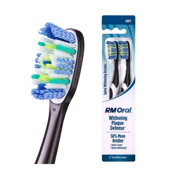 RM Oral Whitening Plaque Defense Toothbrush, Soft - 2 Count