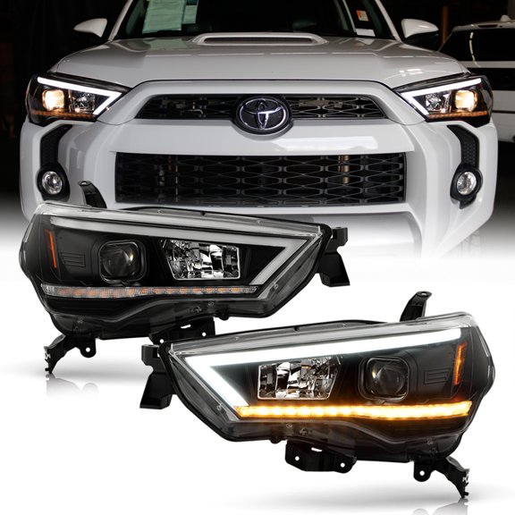 For 2014-2020 Toyota 4Runner LED Tube Sequential Signal Projector Headlights Set